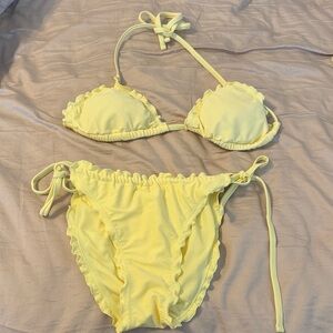 Yellow Ruffled Bikini Set